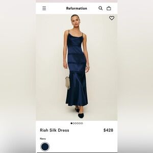 Reformation Riah Silk Dress navy size 2 like NEW